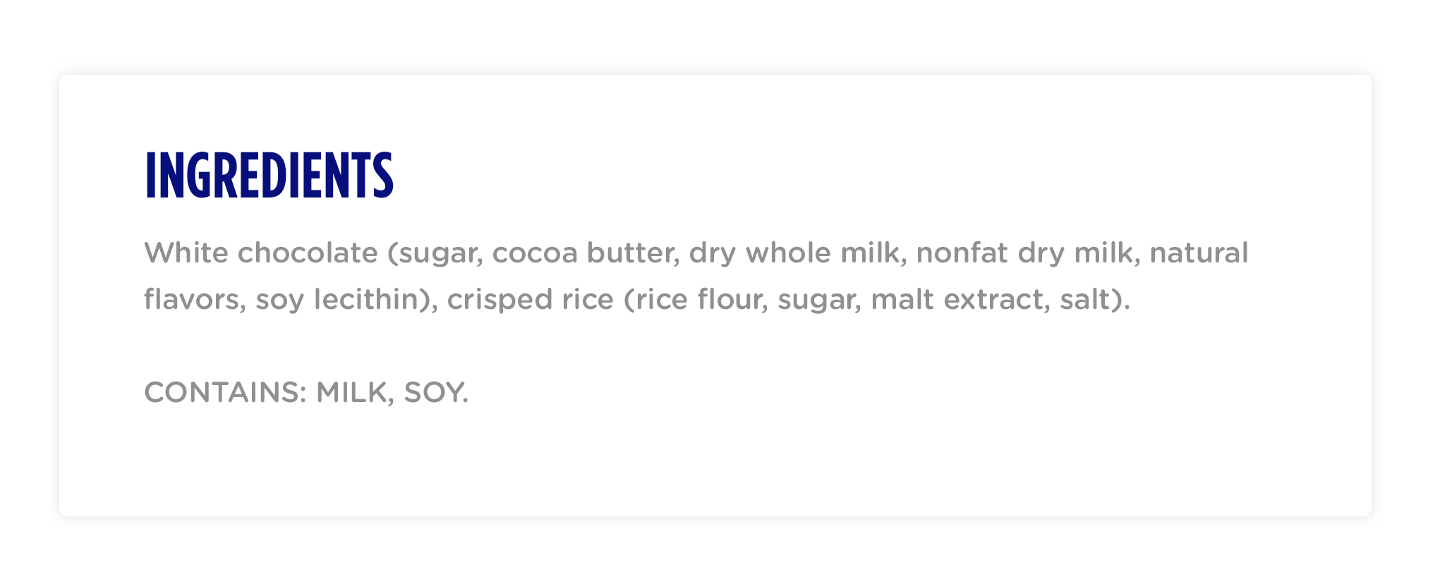 Crunch White Ingredients