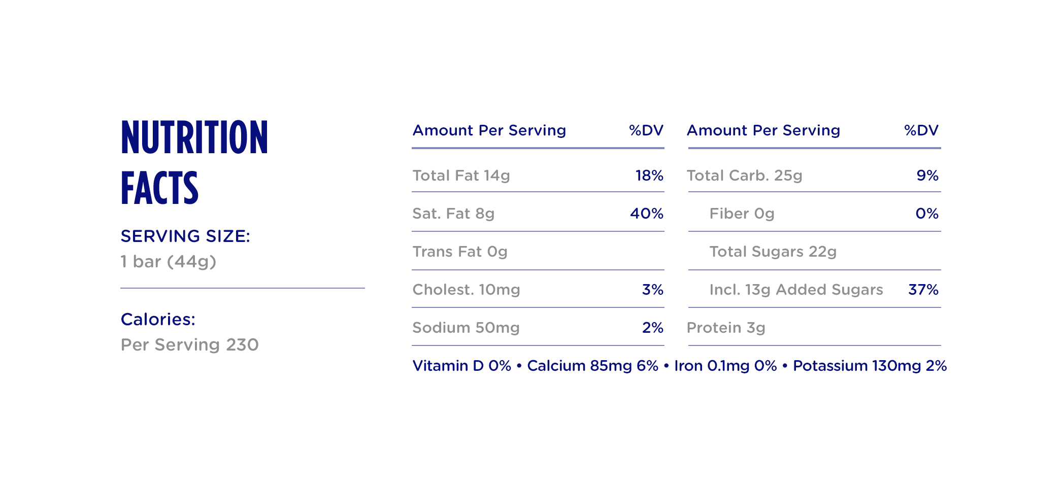 Crunch White Single Nutrition Facts