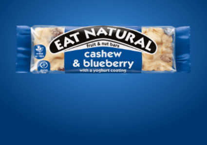 cashew & blueberry with a yoghurt coating