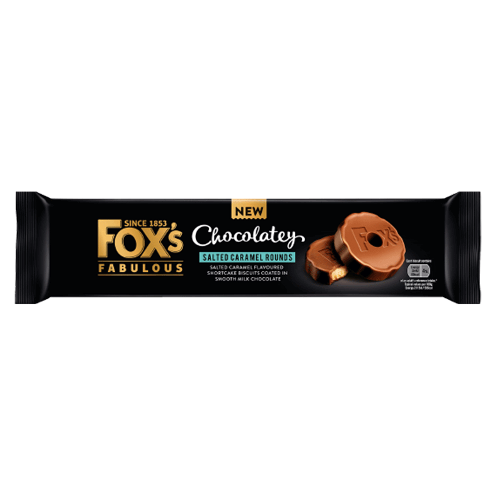 Packet of Fox's Chocolatey Salted Caramel Rounds