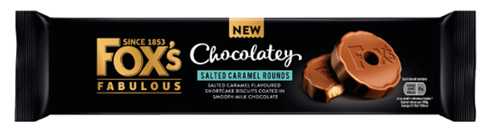 Packet of Fox's Chocolatey Salted Caramel Rounds