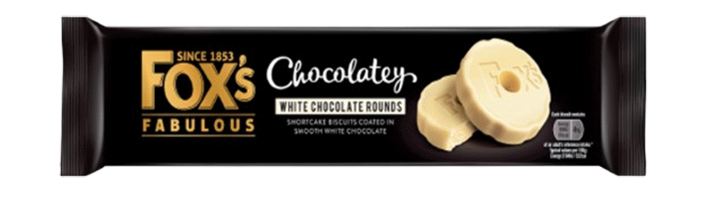 Packet of Fox's Chocolatey White Chocolate Rounds