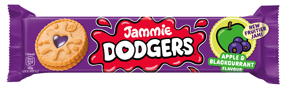 Packet of Jammie Dodgers Apple and Blackcurrant Flavour