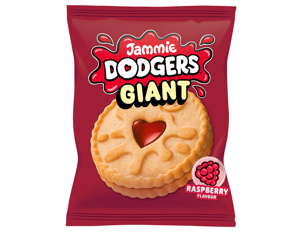 Packet of Jammie Dodgers Giant Raspberry Flavour