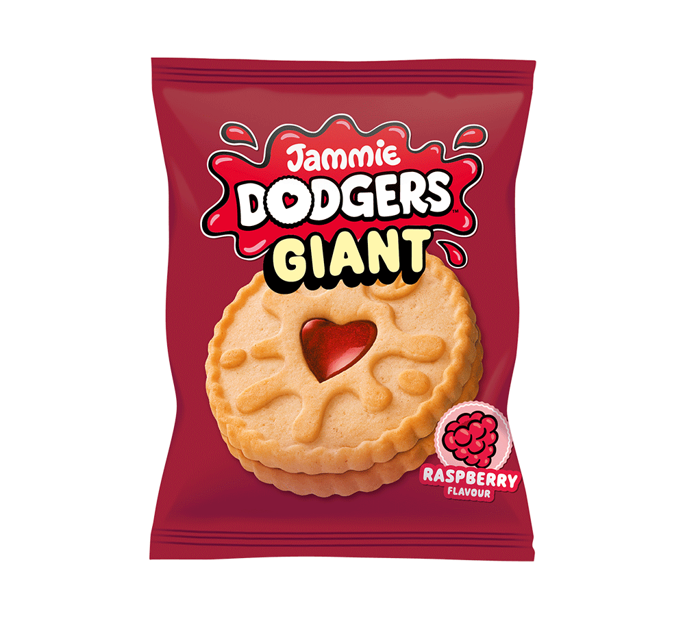 Packet of Jammie Dodgers Giant Raspberry Flavour