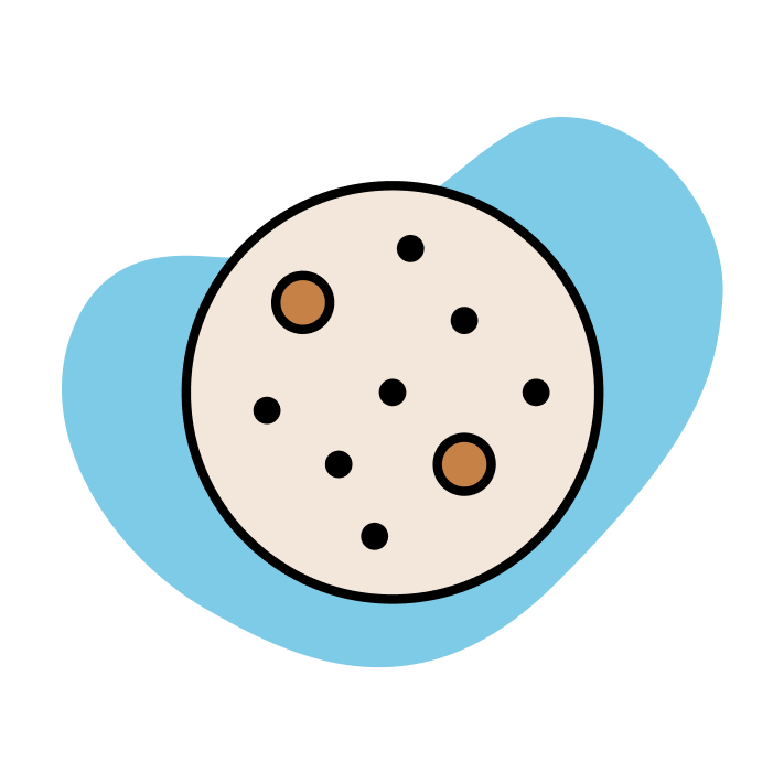 Graphic of a choc chip cookie