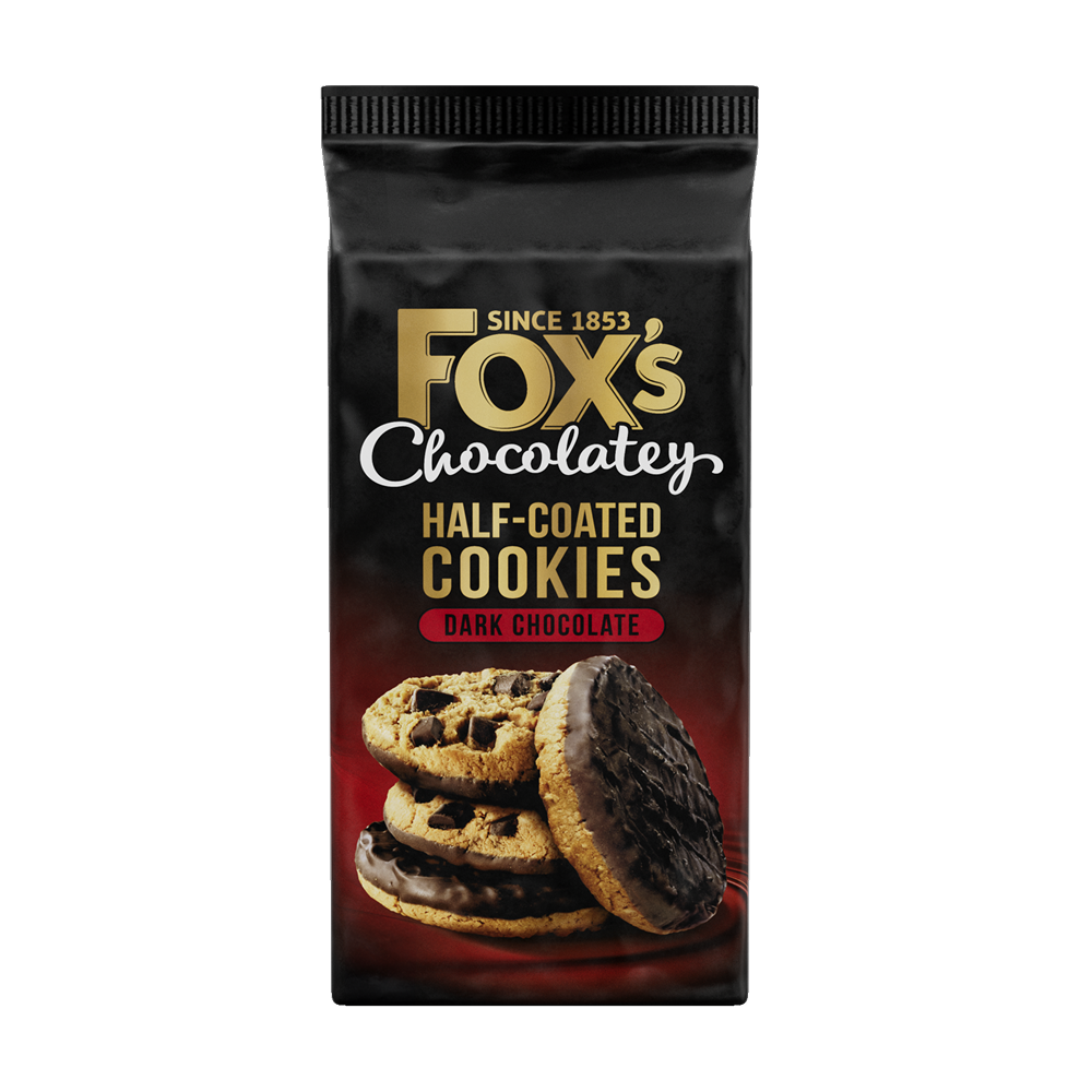 Fox's Chocolatey - half coated cookies - dark chocolate