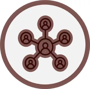 A circle with five spokes leading from it representing our culture 