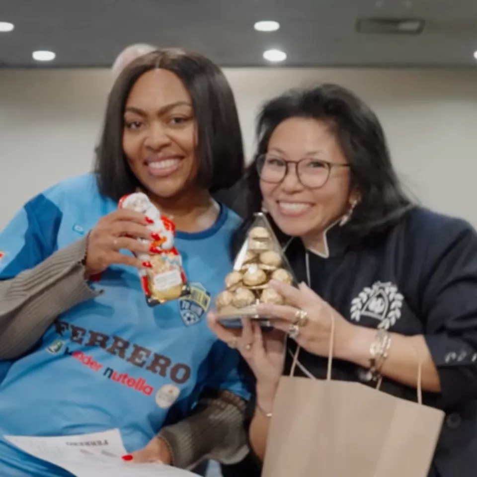 women with ferrero products