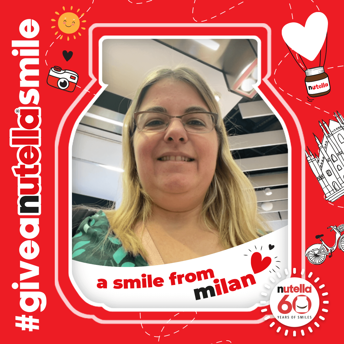 #giveanutellasmile, a smile from milan, nutella 60 years of smiles