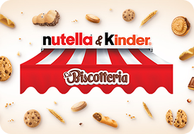 Assorted Kinder and Nutella biscuit products displayed with cookies, wafer and chocolate.