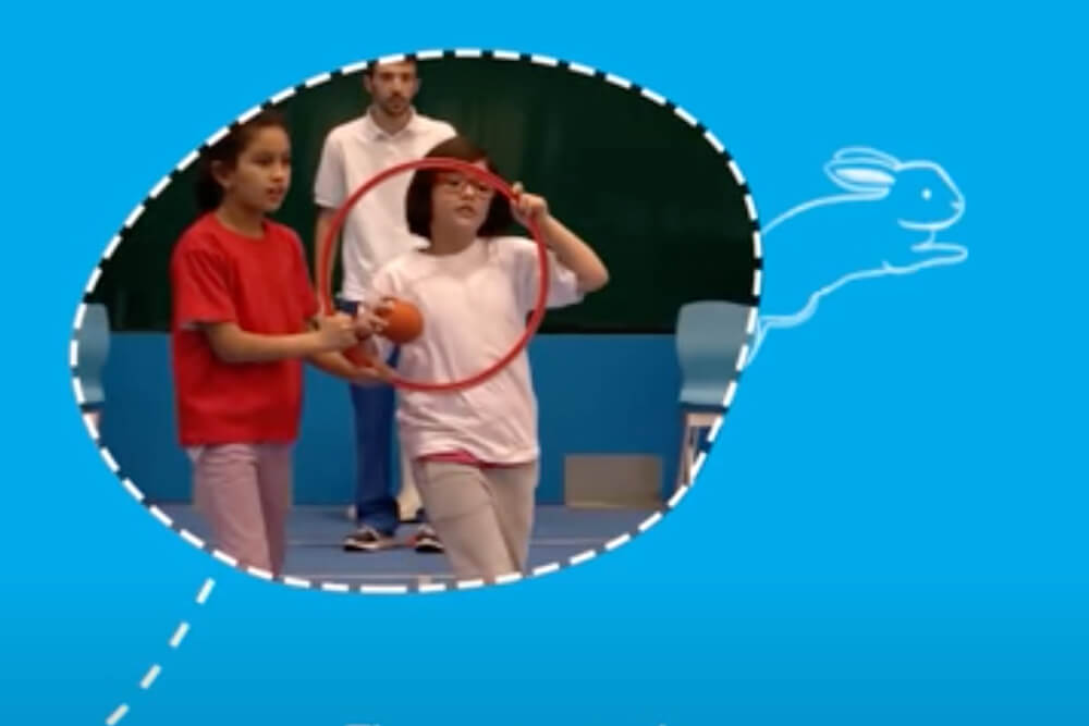Children playing target shot game