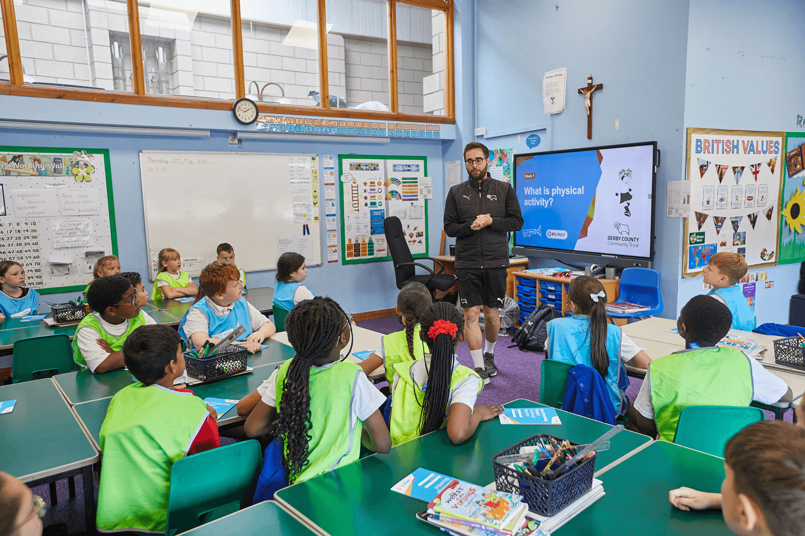Children being taught in classroom