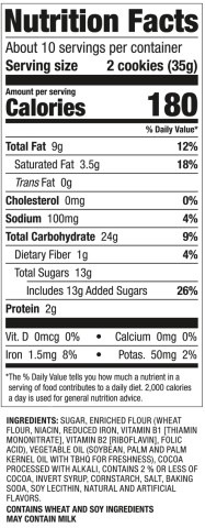 Keebler E.L. Fudge Double Stuff Nutrition