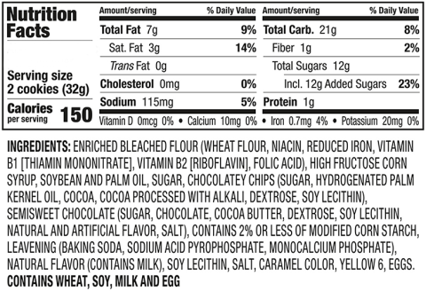 Keebler Chips Deluxe Soft Batch Nutrition