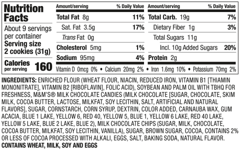 Keebler Chips Deluxe® Double Chocolate with M&M'S Nutrition