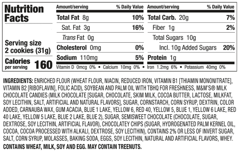 Keebler Chips Deluxe® with M&M'S Nutrition