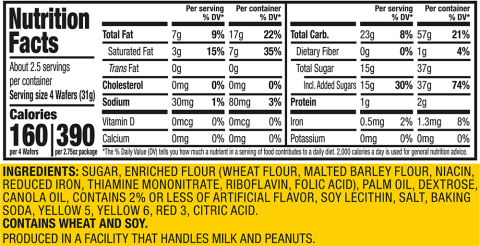 Keebler Vanilla Sugar Wafers Nutrition