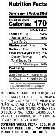 Keebler Sandies® Pecan Shortbread Nutrition