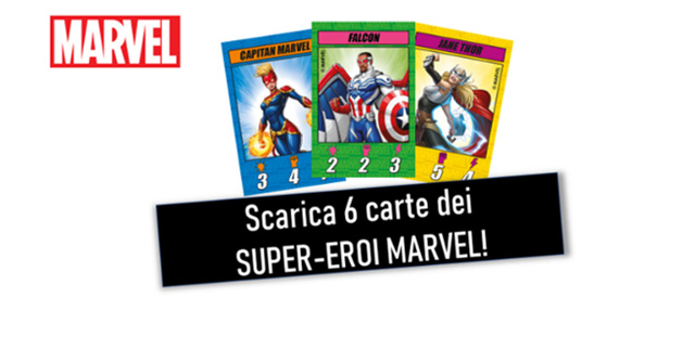 Sei carte dei super eroi Marvel
