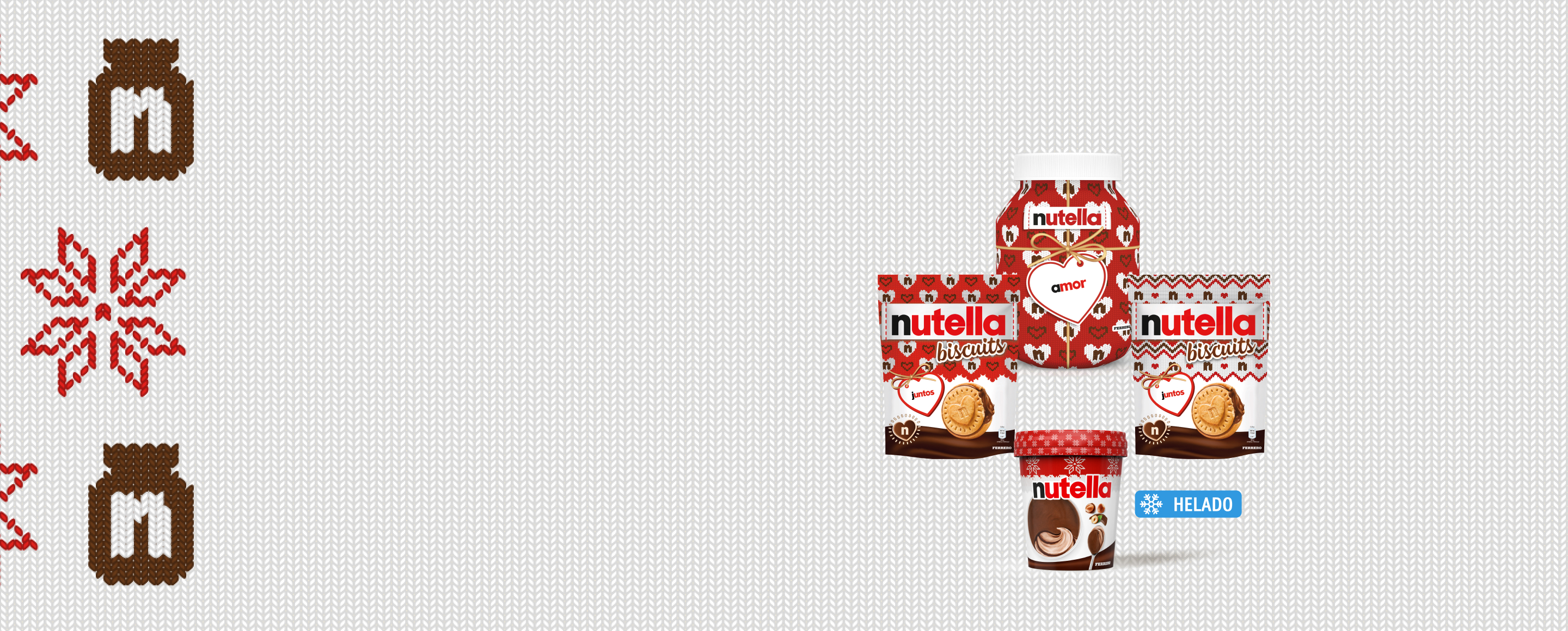 Nutella® Christmas products are displayed in a circle arrangement.