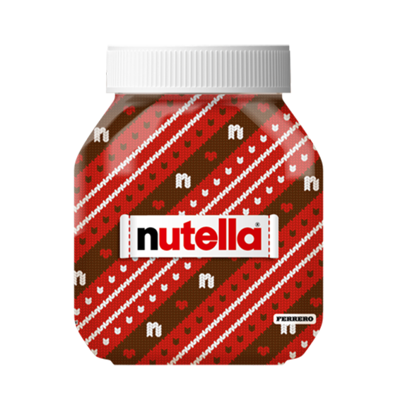 NUTELLA® 600 g - Świąteczny sleever z czerwonymi paskami
