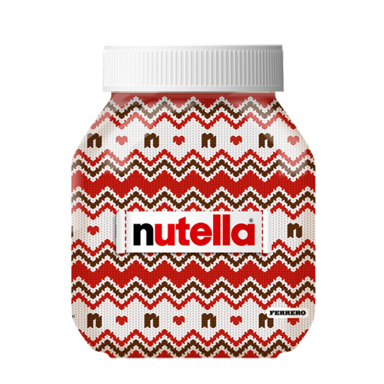 NUTELLA® 600 g - Świąteczny sleever z białymi paskami