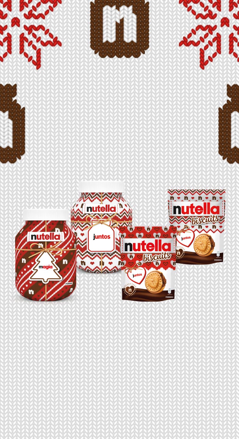 Nutella® Christmas products are displayed in a circle arrangement.