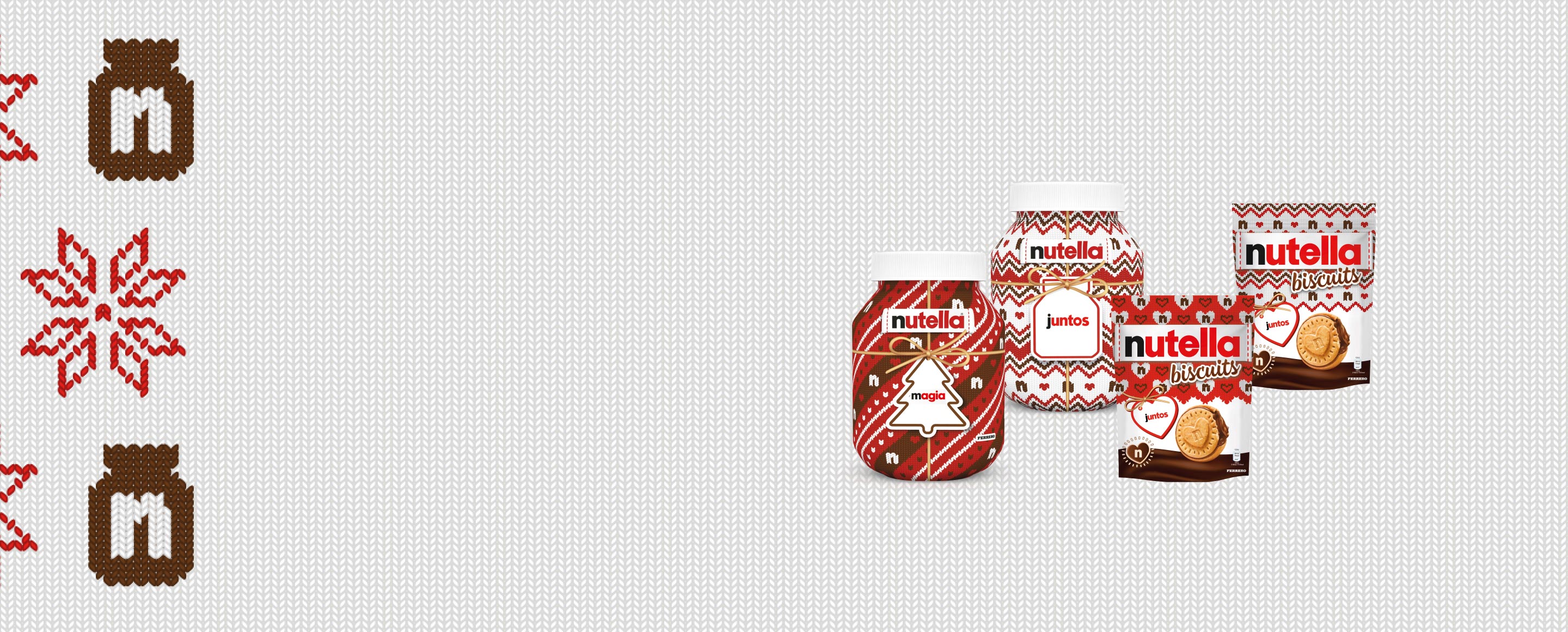 Nutella® Christmas products are displayed in a circle arrangement.