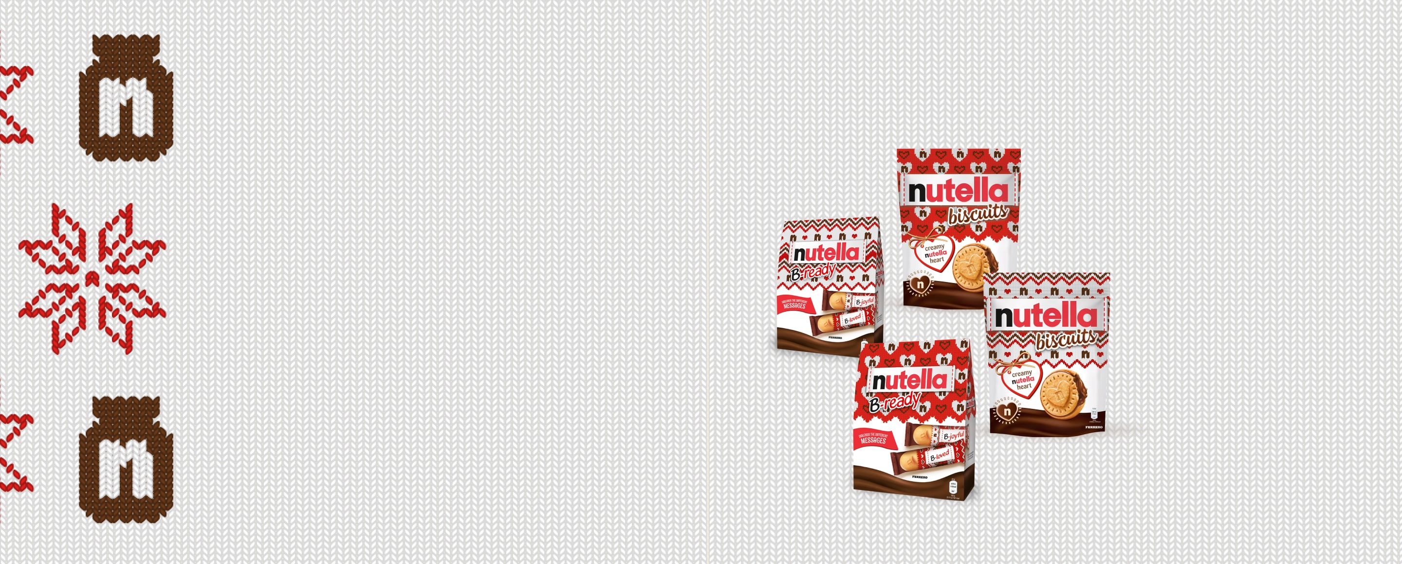 Nutella® Christmas products are displayed in a circle arrangement.